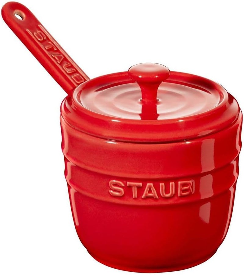 Staub Cherry Red Sugar Bowl with Spoon - 9 cm - Image 1